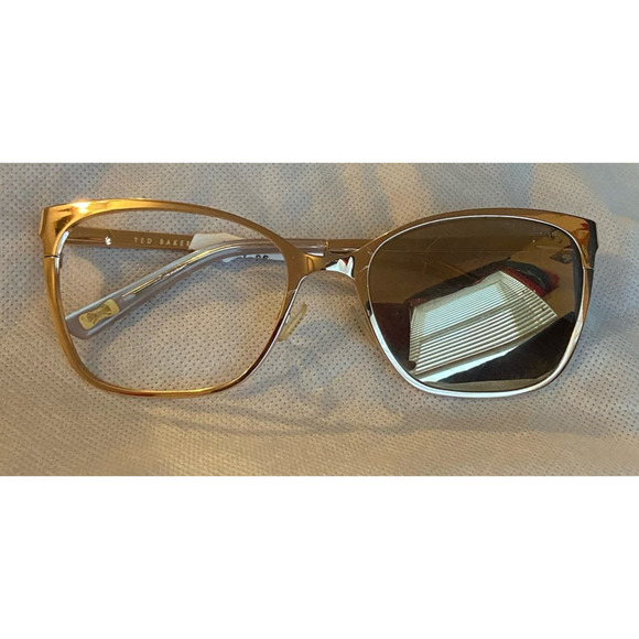 TED BAKER 53mm Rectangle Cat Eye Sunglasses - Gold - Picture 2 of 5